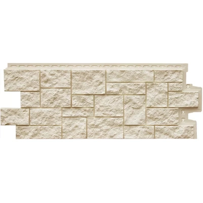 Фасадные панели Grand Line Дикий камень Стандарт молочный 1110х417 мм (978х388 мм) 10 шт/уп