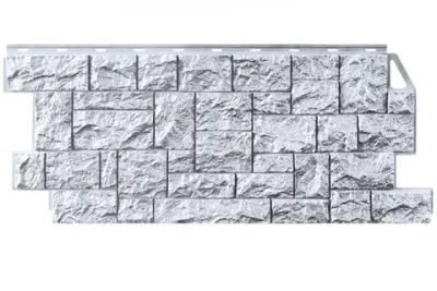 Фасадная панель FineBer Камень Дикий, 1123*465 мм / 0,44 м2 (мелованный белый)